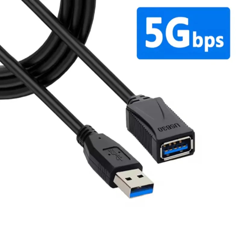 5m 3m 1m USB 3.0 Extension Cable Male to Female M/F Cord Adapter Data Transfer Charging Transmission Hard Disk Connection Cable Oasis Select black 3m