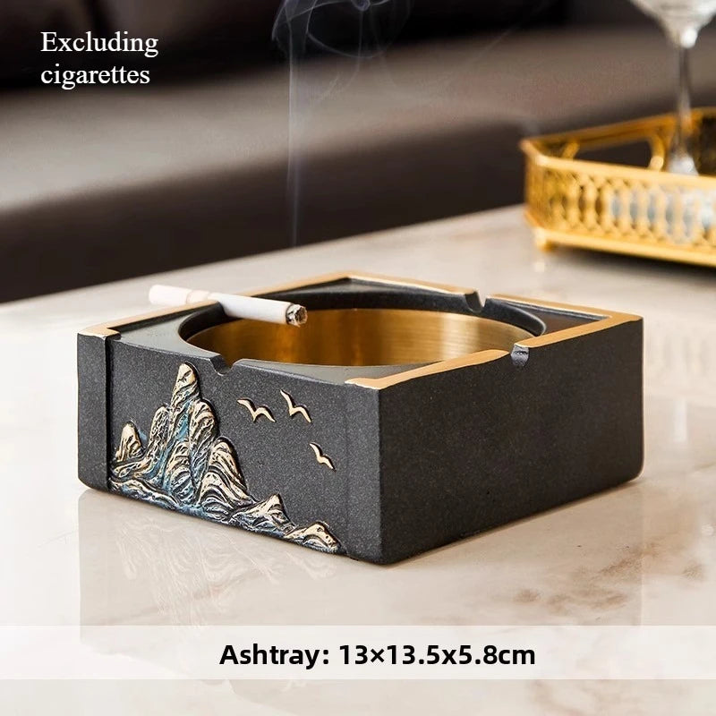 New Chinese Style Ashtray Zen Inspired Creative Personality Trendy Home Living Room Coffee Table Niche High-end Decoration Oasis Select A