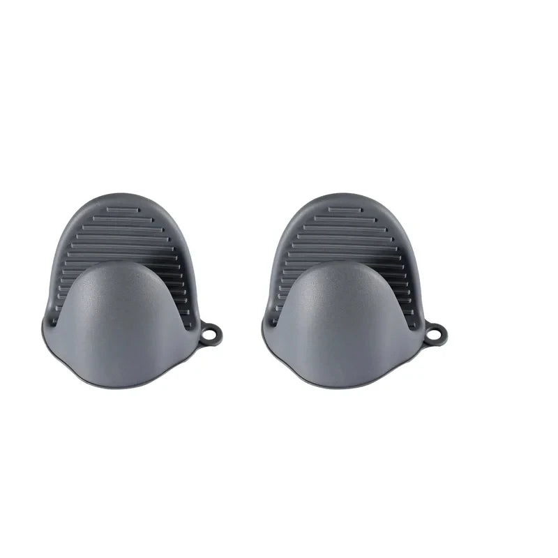 2pcs Oven Mitts Silicone Heat Resistant Pinch Mitts Anti Scalding Non Slip Gloves Clips Pot Holder Cooking Baking Oven Mitts Oasis Select GRAY