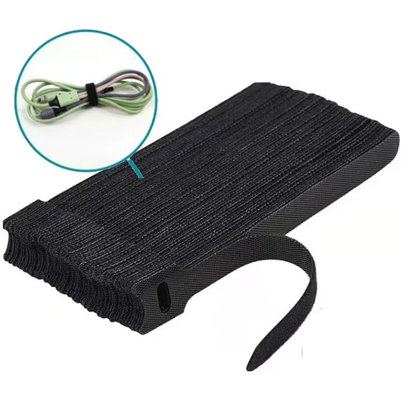 10-100pcs Releasable Cable Ties Wire Organizer Black 15cm Nylon Hook Loop Straps Wrap Zip Bundle Bandage Tie Plastics Fastening Oasis Select