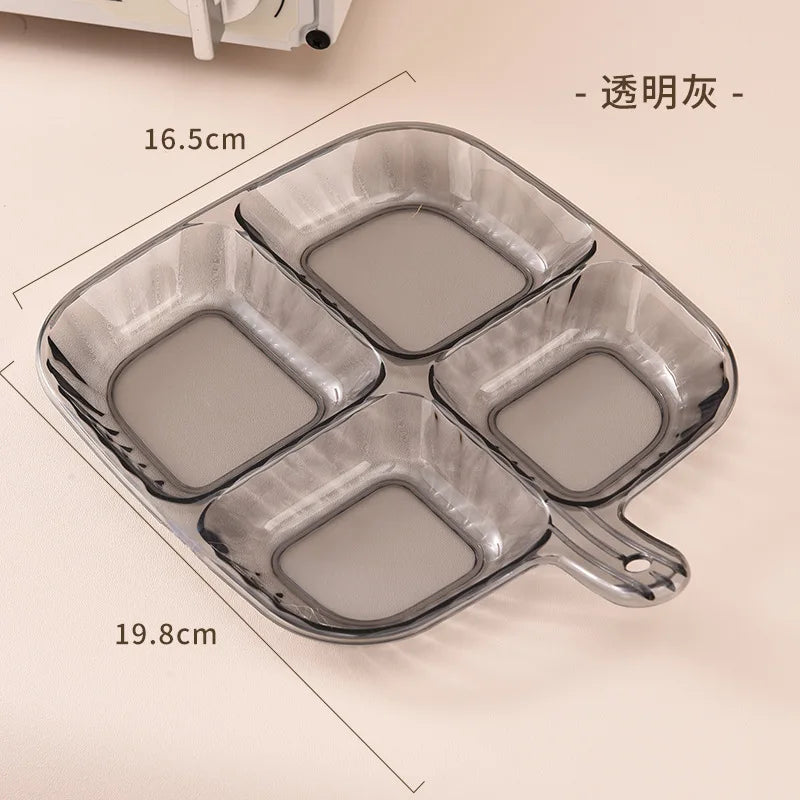 4 Grids Food Fruit Storage Box Portable Compartment Refrigerator Freezer Organizers Sub-Packed Meat Onion Ginger Clear Crisper Oasis Select transparent gray