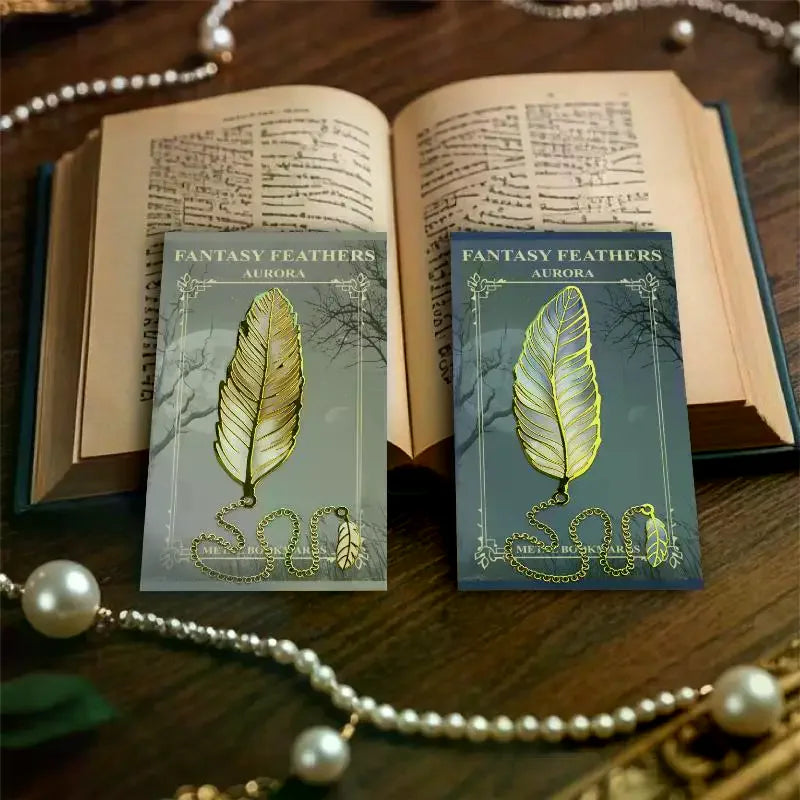 1Pcs Exquisite Book Page Divider Vintage Gold Stamped Metal Bookmark With Metal Chain Pendant Office Stationery Oasis Select