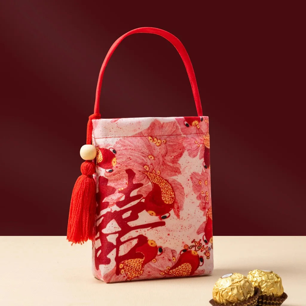 Chinese Velvet Wedding Candy Gift Bag | Elegant Favour Pouch