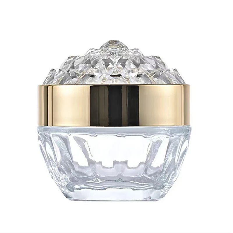 1pcs Luxury Diamond 50g Glass Face Cream Jar With Lid Acrylic Cosmetic Jar Container For Cream Lotion Jars Travel Lotion Bottle Oasis Select Gold