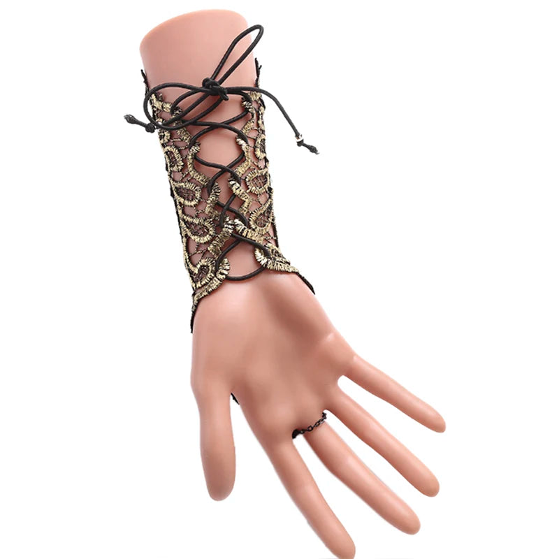 1pc Gothic Steampunk Lace Cuff Fingerless Glove Arm Warmer Bracelet Black Halloween Accessories Fashion And Sexy Oasis Select