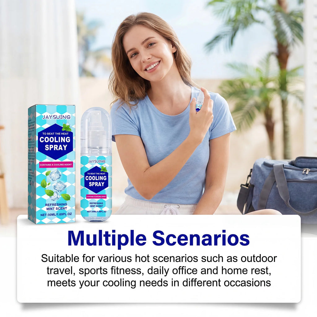 Cooling Spray Instant Cooling Spray Outdoor Mint Scent Summer Heat Relief Refreshing Skin Soothing Portable Body Cool Mist Oasis Select