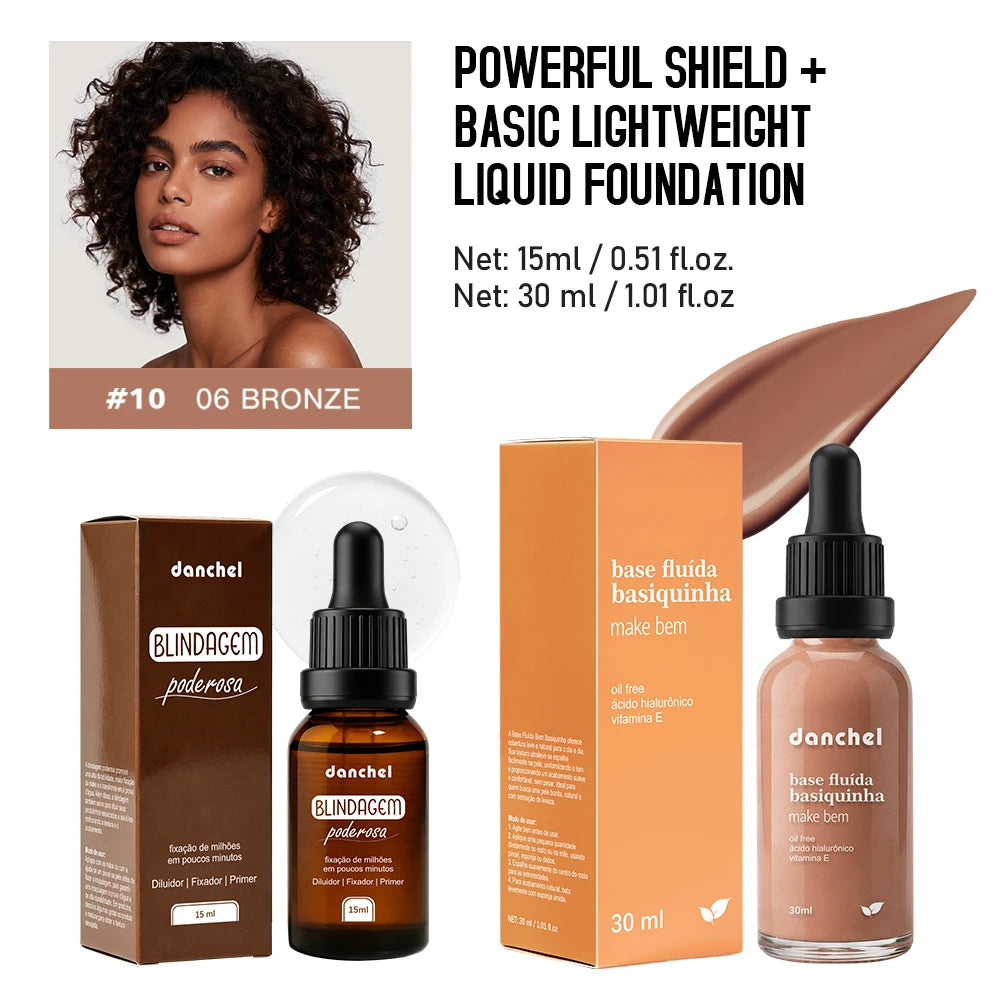 2pcs Face Makeup Set, Primer Serum + Liquid Foundation Waterproof Long-Lasting Natural Coverage Makeup Combo for Women Gifts Oasis Select SET 10