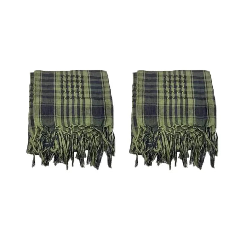 1/2pcs Men Women Scarf Plaid Tartan Lightweight Cotton Keffiyeh Scarf For Winter Square Shawl Scarf Tactical Neck Warmer Cover Oasis Select 2pcs Green