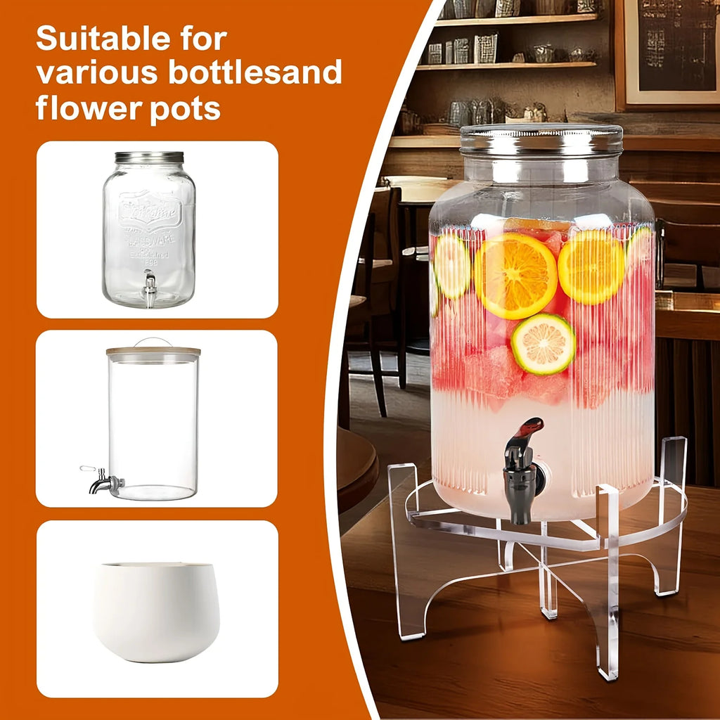 Acrylic Display Stand For Jar Dispenser Water Juice Drink Clear Round Holder Tabletop Rack Oasis Select
