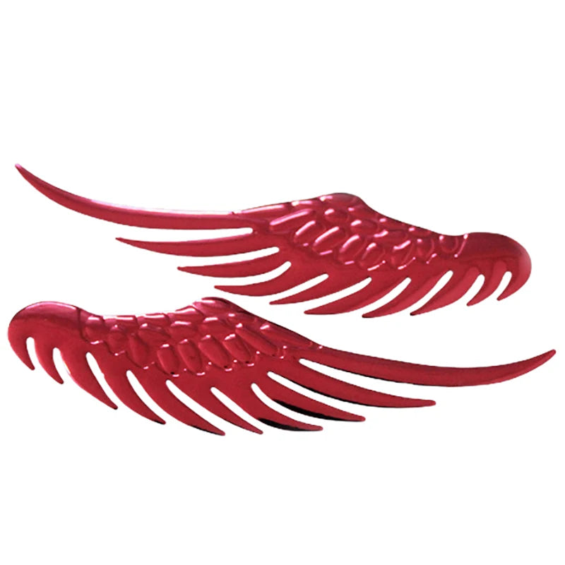 1pair Car Auto Motorcycle Body Sticker 3D Eagle Angel Wings Badge Style ABS Decals Silver/Gold Exterior Accessories Oasis Select Red