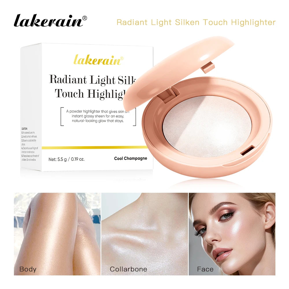 Matte Blush & Silken Touch Highlighter Set Smooth Texture Non-Flying Powder Fine Pearl Glow Waterproof Long Lasting Face Makeup Oasis Select