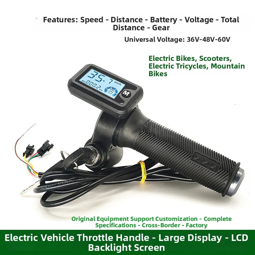 Ebike Throttle Grip 22.2mm With Key 6 Wire For Electric Bicycle Scooter Speed Controller Handlebar Part Black Oasis Select