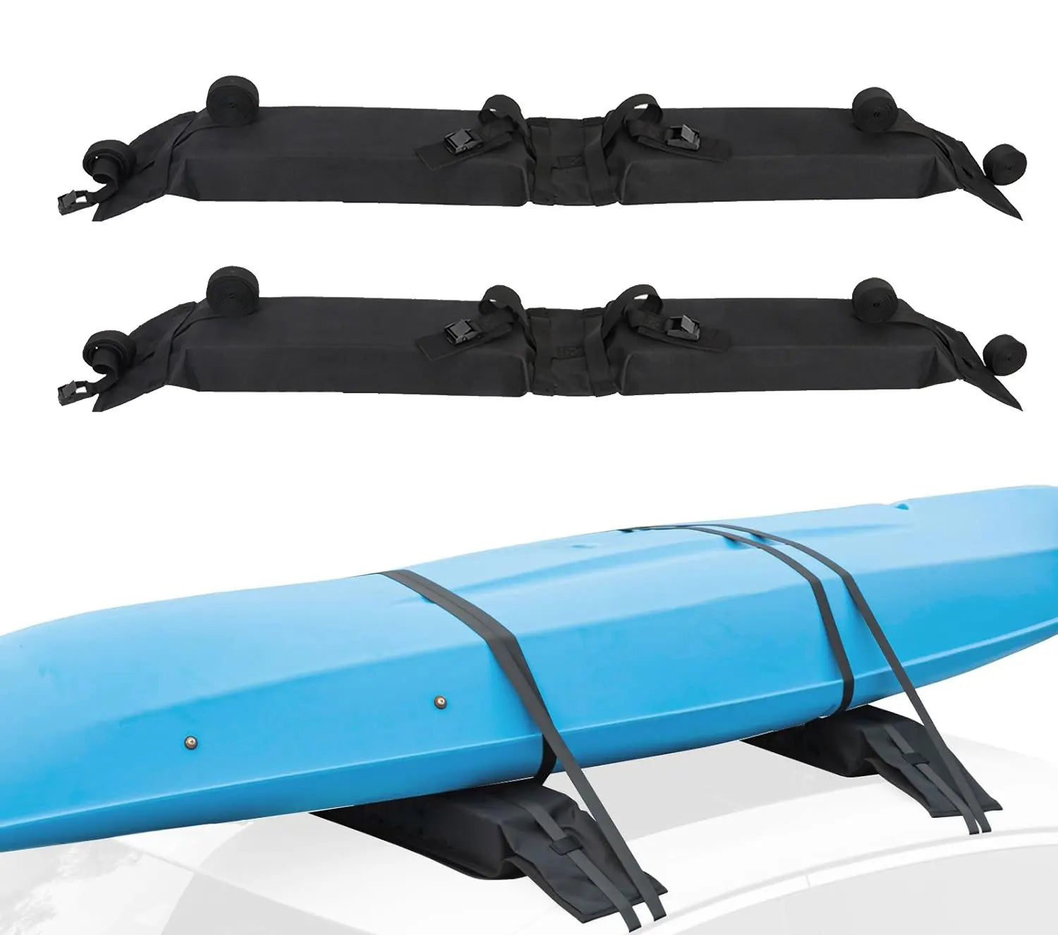 Car Soft Roof Rack Pads for Kayak Surfboard SUP Canoe Luggage Carrier SUV Crossbar Windsurfing Camping Cargo Tie Down Straps Oasis Select