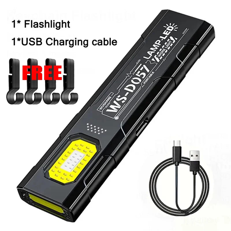 LED Keychain Flashlight Rechargeable 550LM Portable Mini Torch Pocket Lantern Flood Work Light with Magnet for Outdoor Emergency Oasis Select A-Clip