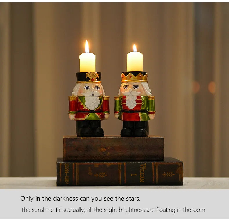 European-style Nutcracker Candlestick Christmas Ornament InS-style Home Desktop Decoration Resin Oasis Select