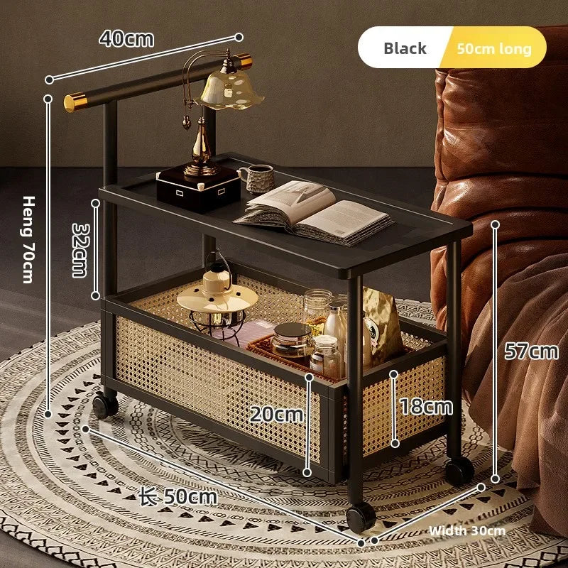 Side table living room small table sofa side cabinet removable small coffee table living room household side table side cabinet Oasis Select Black 50 long