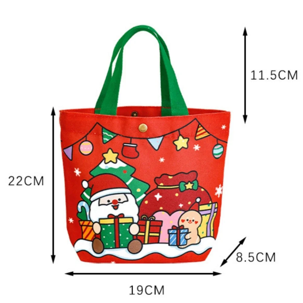 Christmas Canvas Tote Bag | Santa & Elk Festive Gift Bag
