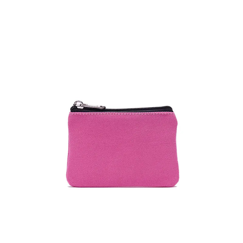 DIY Plain Canvas Cotton Bag Pure Zipper Coin Key Bag Money Pocket Women Men Hand-held Coin Purse Small Wallet Kid Oasis Select rose red