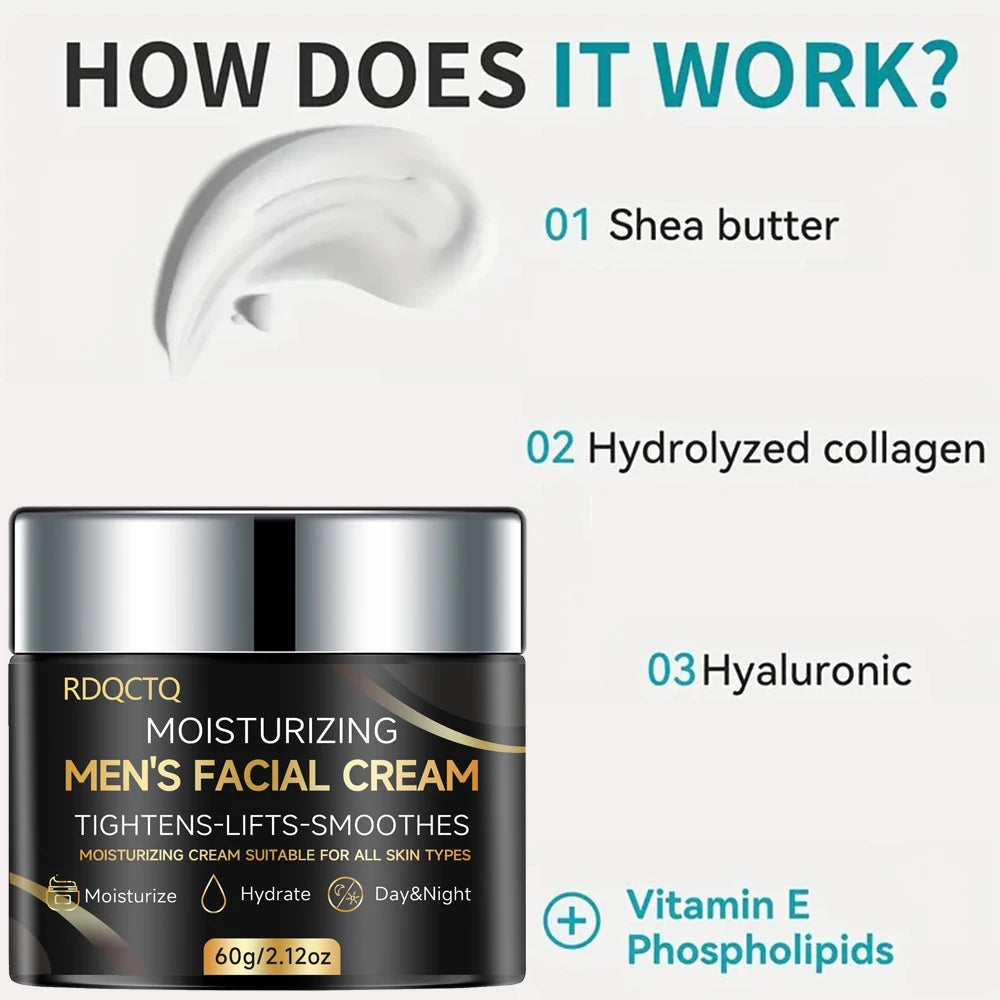 RDQCTQ Men's Retinol Firming Face Cream Skincare Brightening Smooth Wrinkles Facial Moisturizing Collagen Face Men Treatment Oasis Select
