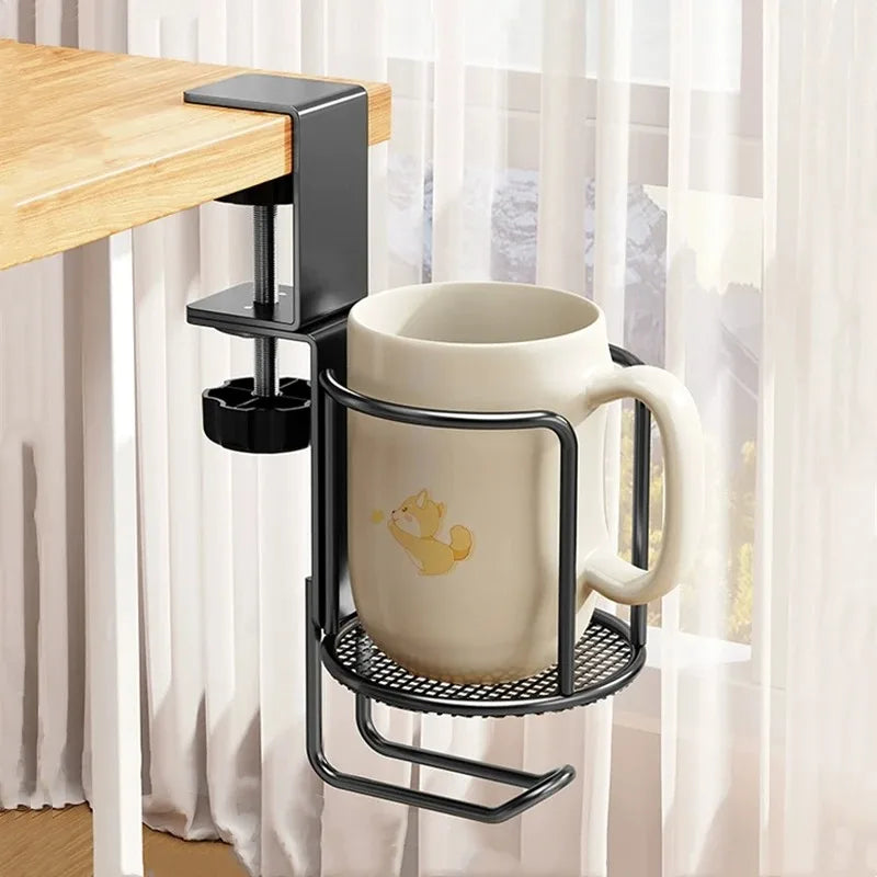 2-in-1 Adjustable Upgraded Table Clamp Cup Holder 360 Rotating No Drill Desk Edge Anti-spill Drink Rack Oasis Select
