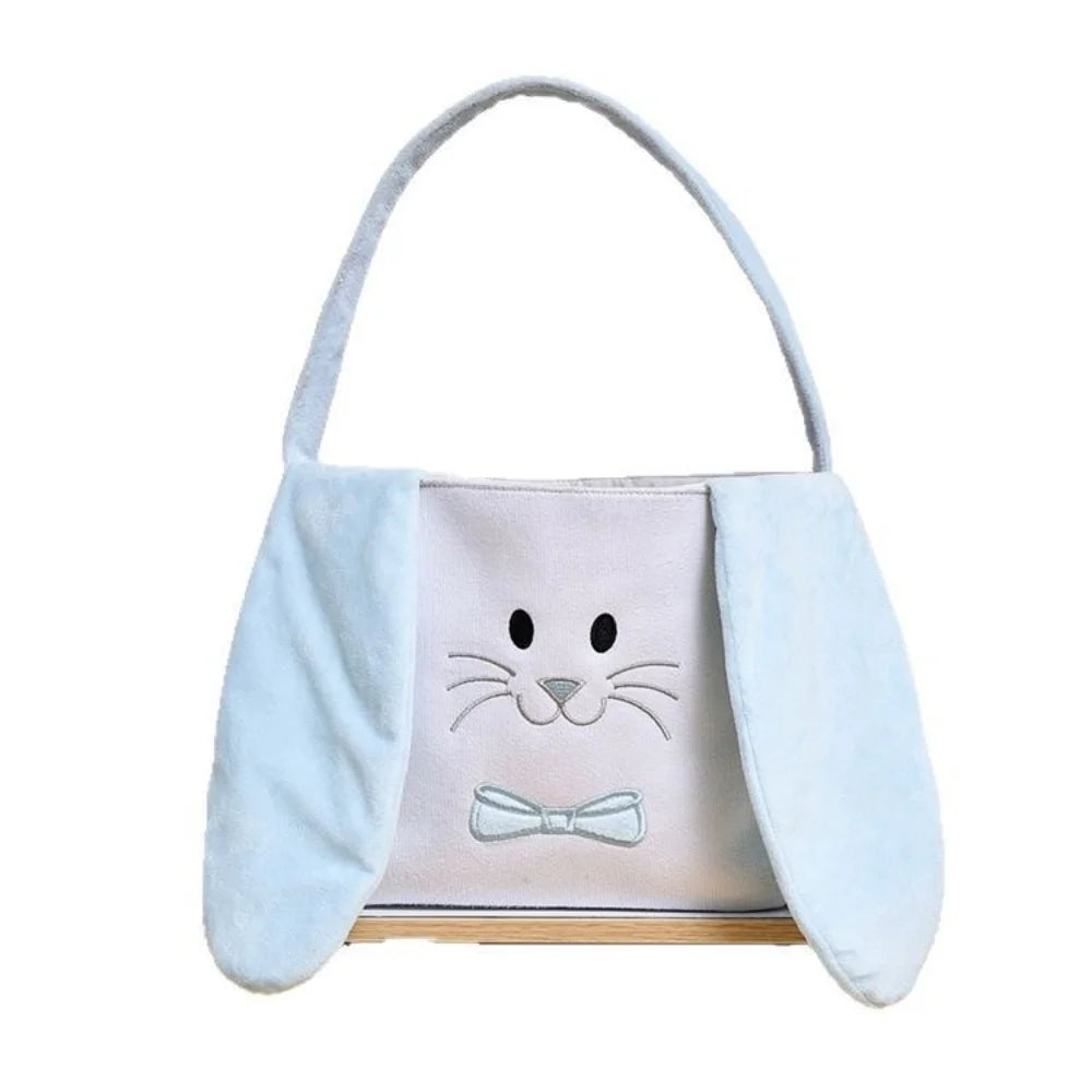 Cute Plush Easter Basket Rabbit Ear Candy Bag with Handle Bunny Storage Bucket Easter Egg Decorations Handbag Gift Bag Oasis Select