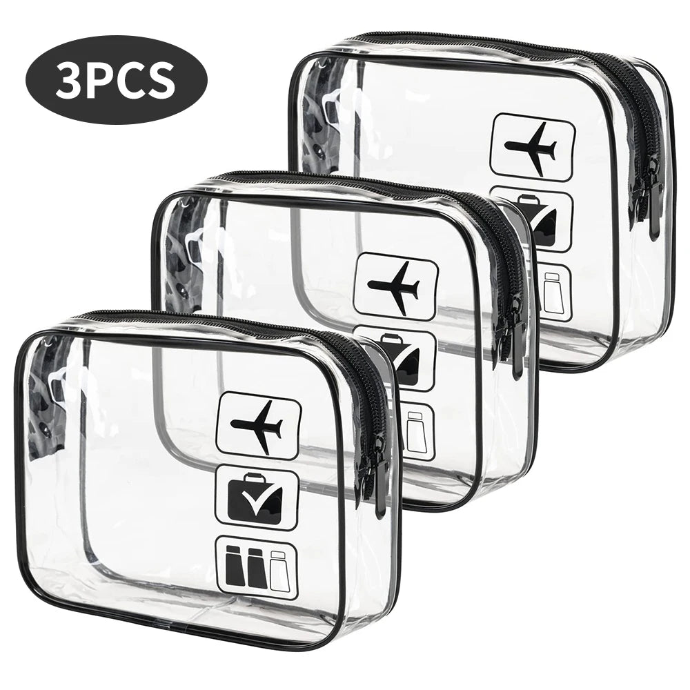 Clear PVC Travel Toiletry Bags – Waterproof Set of 3