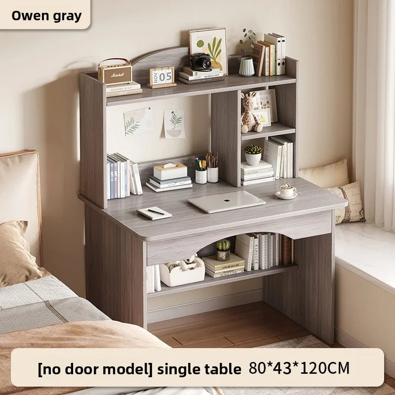 Home Desk Bookcase Integrated Simple Desktop Study Table Bedroom Dresser Locker Computer Desk Oasis Select Grey 80CM