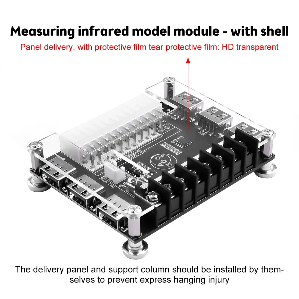24 Pins ATX Power Supply Breakout Board and Acrylic Case Kit Module Adapter Power Connector Support 12V -12V 5V 5VSB 3.3V Oasis Select