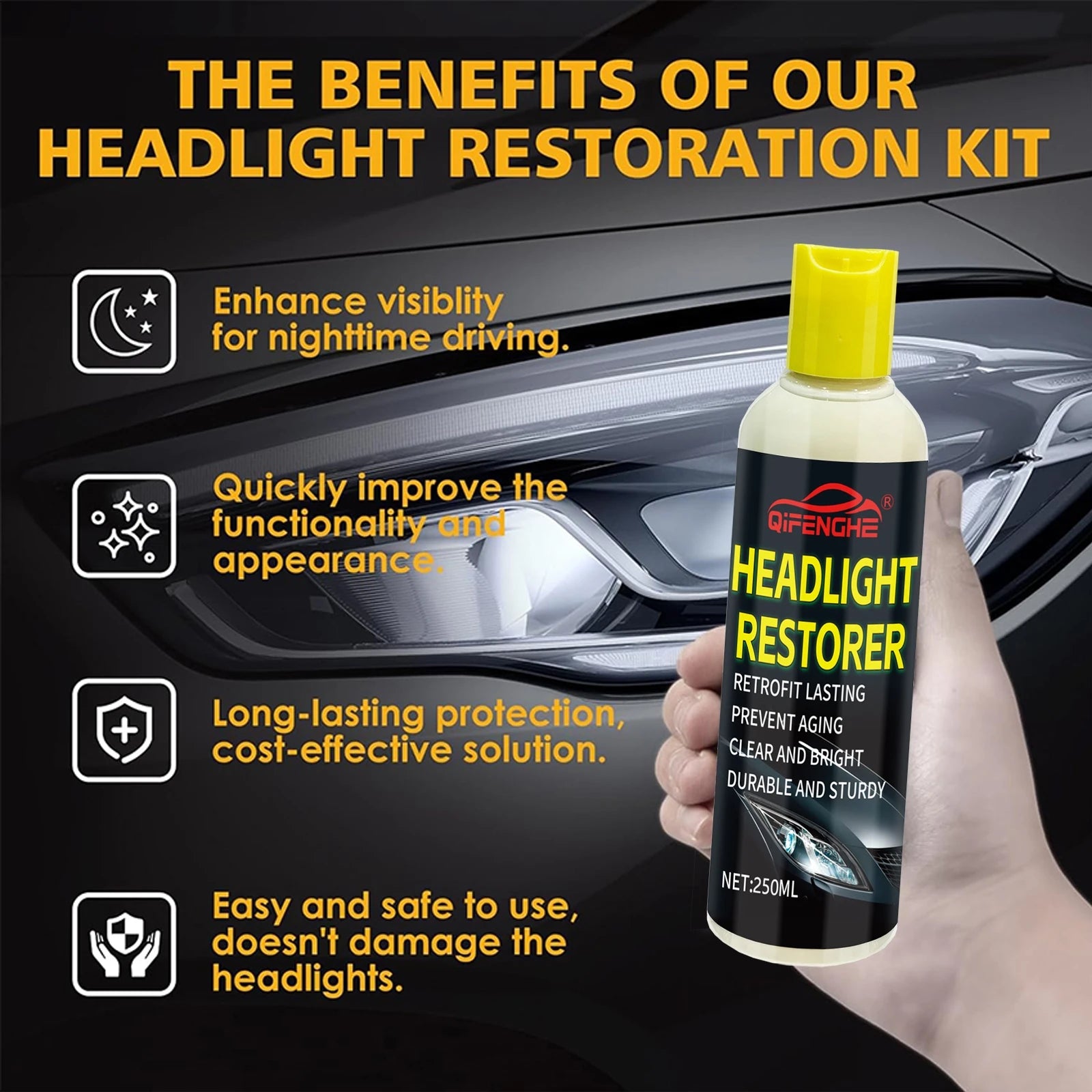 8.5oz Car Headlight Restoration Fluid – Crystal Coating