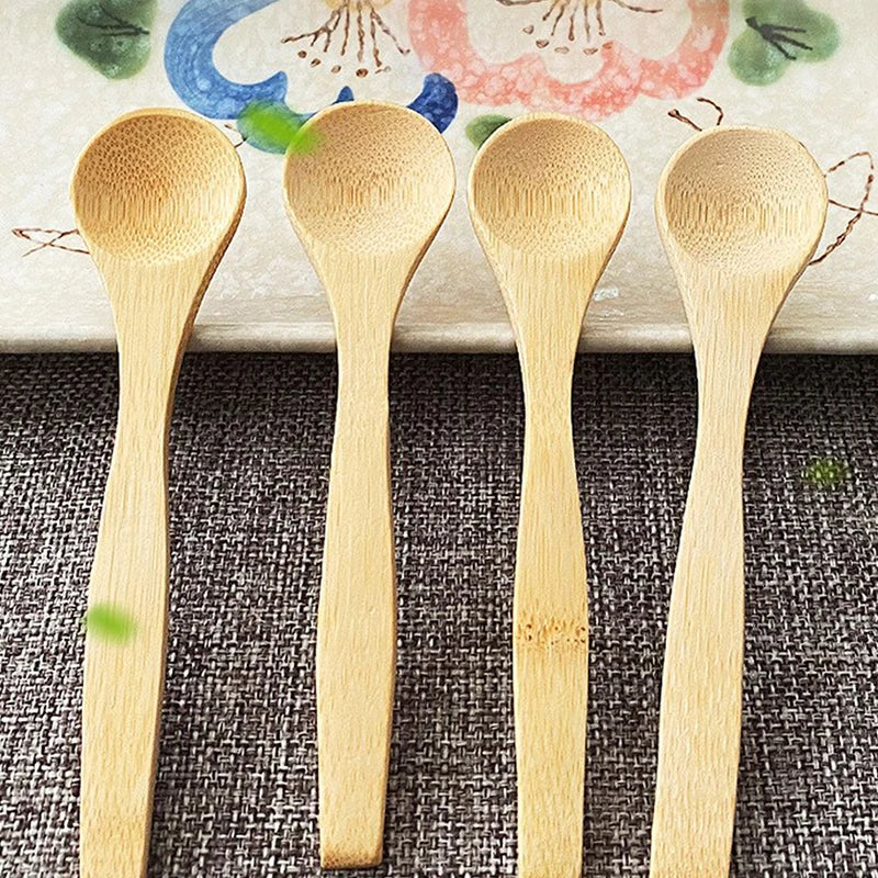 5Pcs Bamboo Wooden Teaspoons Eco-Friendly Kitchen Tableware Honey Spoon Condiment Scoop for Coffee Dessert Household Use Oasis Select