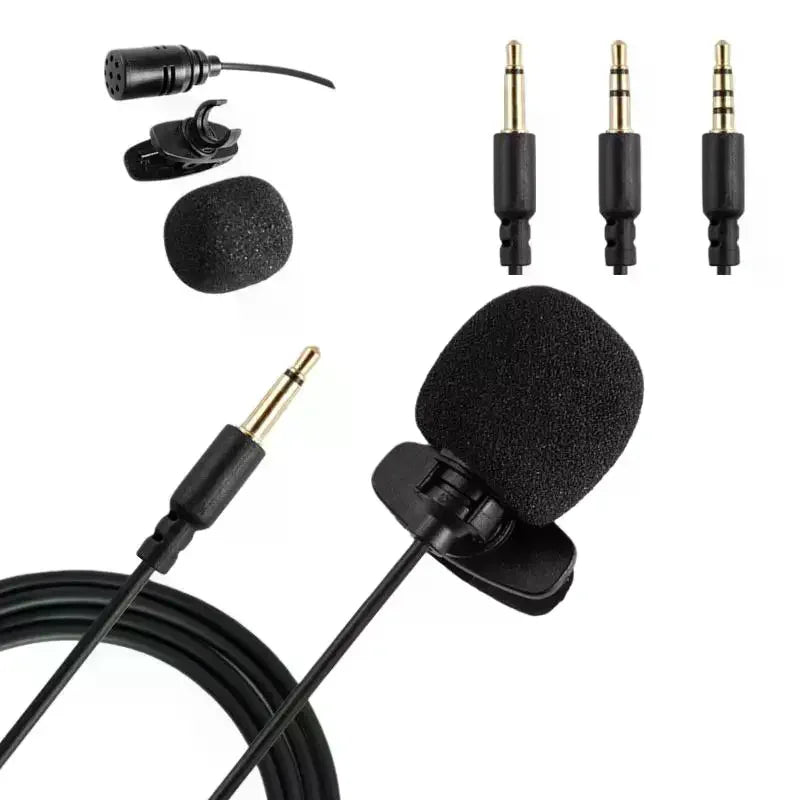 1Pcs Hands-free Condenser Clip-on Lapel Mic 1.5 Meters Mini Portable Lavalier Wired 3.5mm Microphone For Phone And Laptop PC Oasis Select