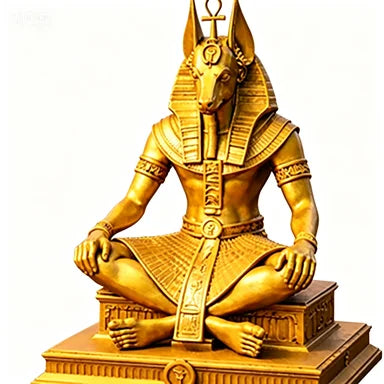 Gold Plated Anubis Guardian Sculpture Ancient Egyptian Jackal God Sitting Statue Spiritual Altar Tabletop Decor Collectible Oasis Select Gold