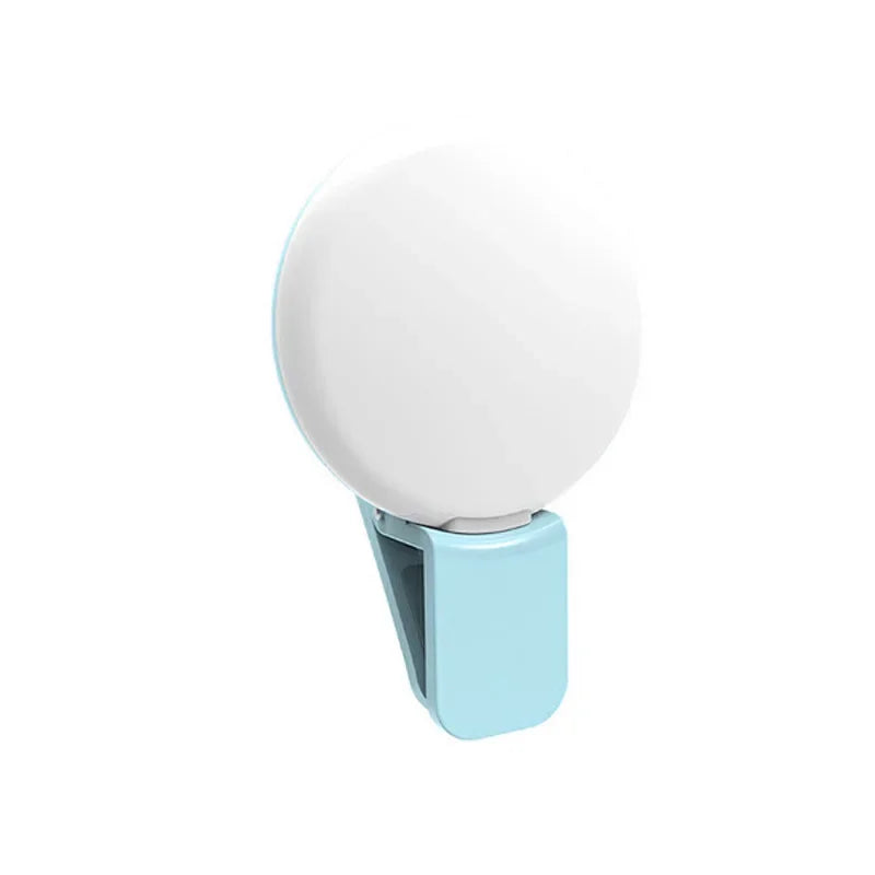 1PC Mobile Phone LED Selfie Ring Light Portable Mini Durable Practical Three Stop Dimming Circle Photography Clip Fill Light Oasis Select Blue