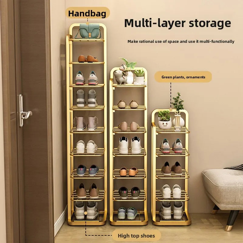 Wrought iron shoe rack, simple multi-layer dust-proof shoe cabinet, narrow and mical corner shoe rack in dormitory Oasis Select