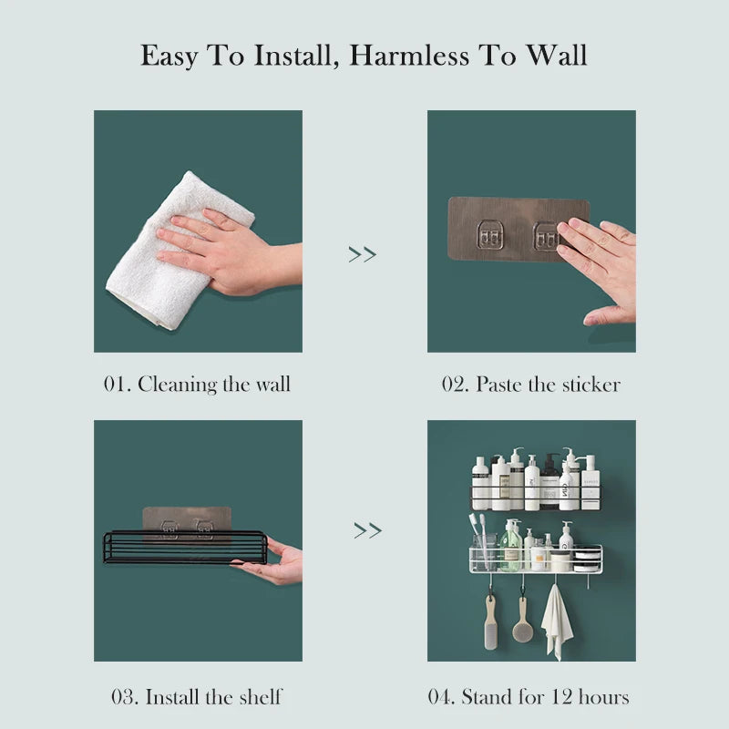 Bathroom Metal Shelves No-Drill Bathroom Organizer Cleaning Supplies Organizer Kitchen Supplies Storage Bathroom Accessories Oasis Select