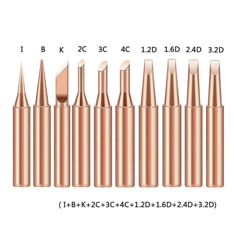10Pcs Soldering Iron Tip Pure Copper 900M Soldering Iron Head Set Inside Hot Bare Copper Electric Soldering Iron Welding Tools Oasis Select C-10Pcs