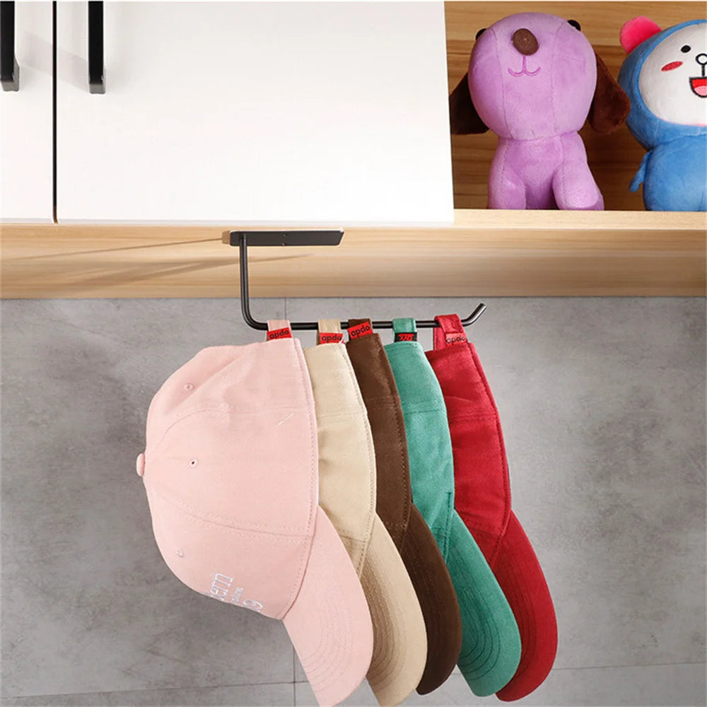 No Punching Baseball Cap Hat Rack Wall Mounted Casual Hat Clothing Jewelry Storage Hook Bathroom Kitchen Bedroom Storage Rack Oasis Select