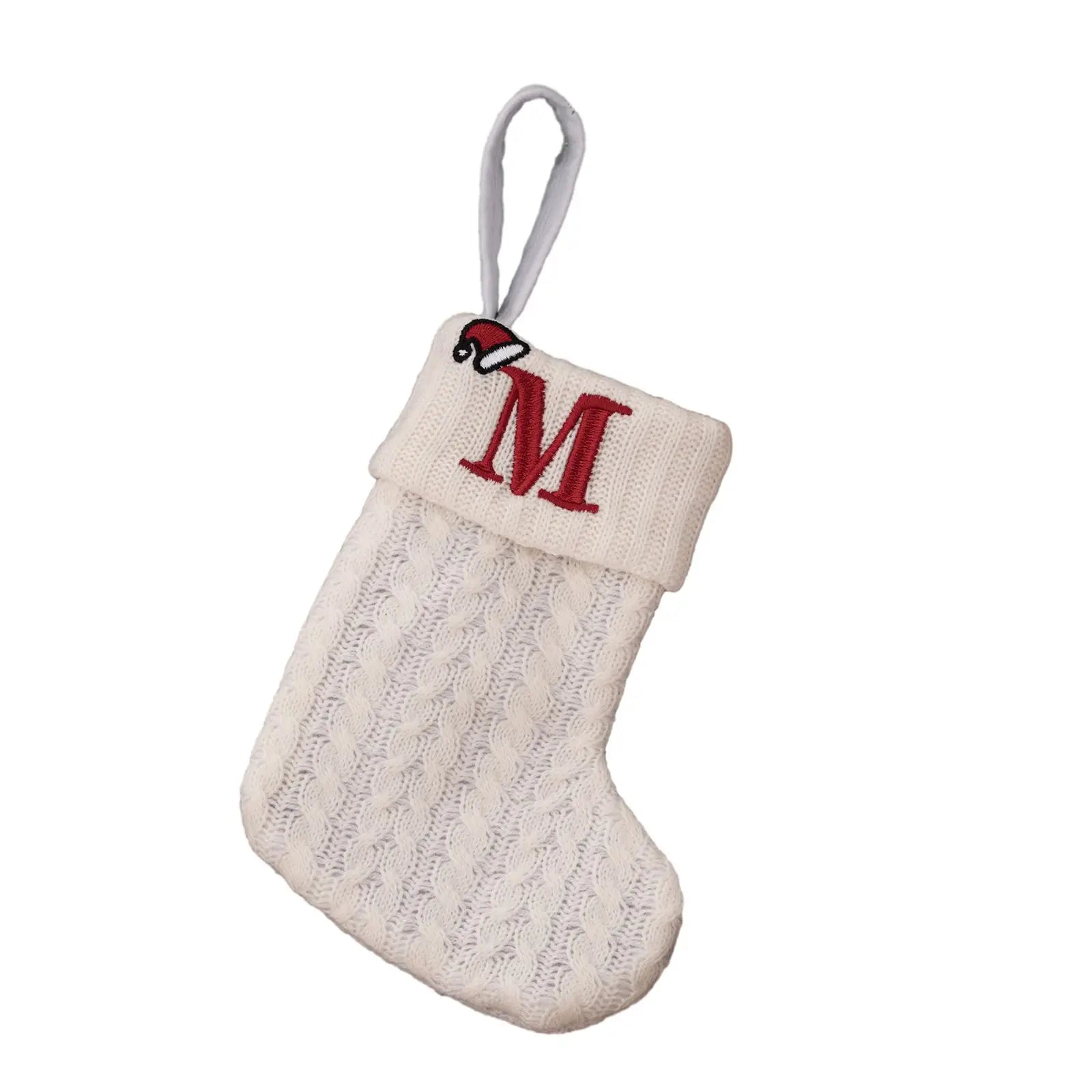 Knitted Christmas Stocking with Hanging Rope | Kids Candy Bag