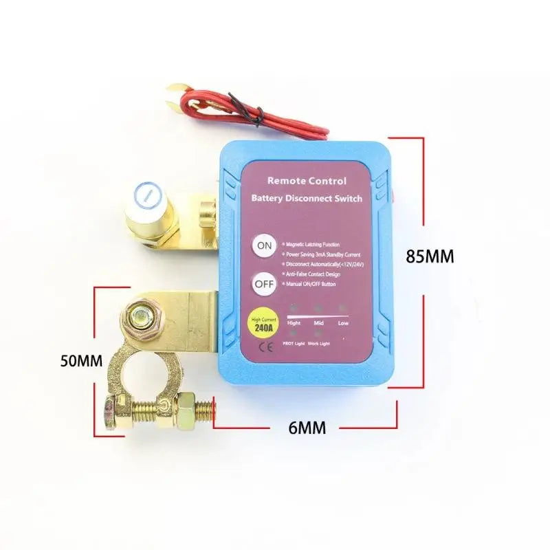 Remote Battery Disconnect 240A With LED Voltage Display Automatic Power Shut Off For Automobiles Oasis Select