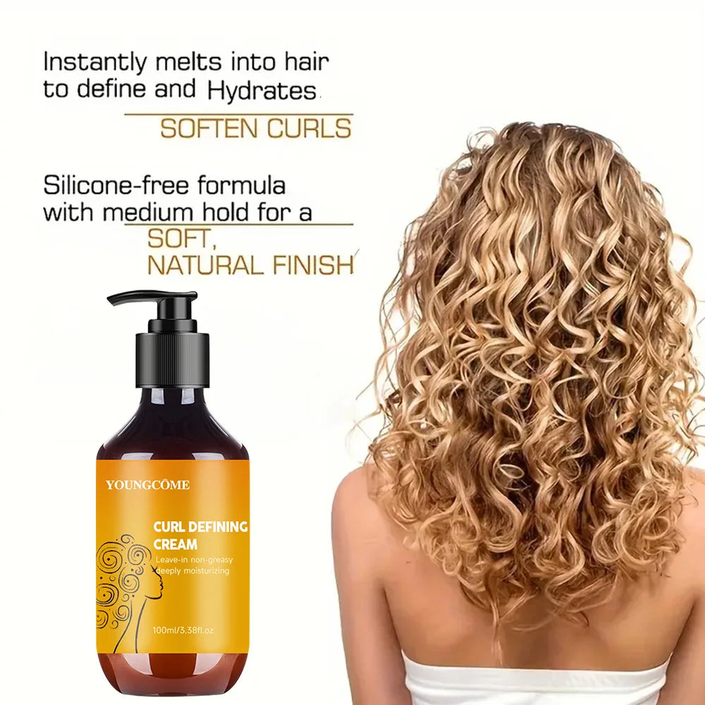 YOUNGCOME Curl Defining Cream – Anti-Frizz & Volumizing Curl Styling Cream Oasis Select