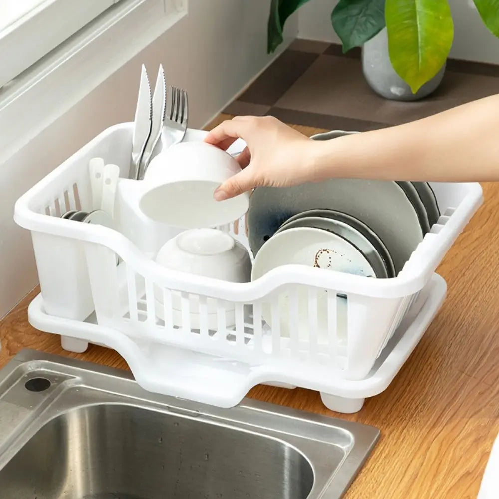 Dish Drying Kitchen Utensils Drainer Rack with Drain Board Countertop Dinnerware Plates Bowls Chopsticks Spoons Organizer Oasis Select