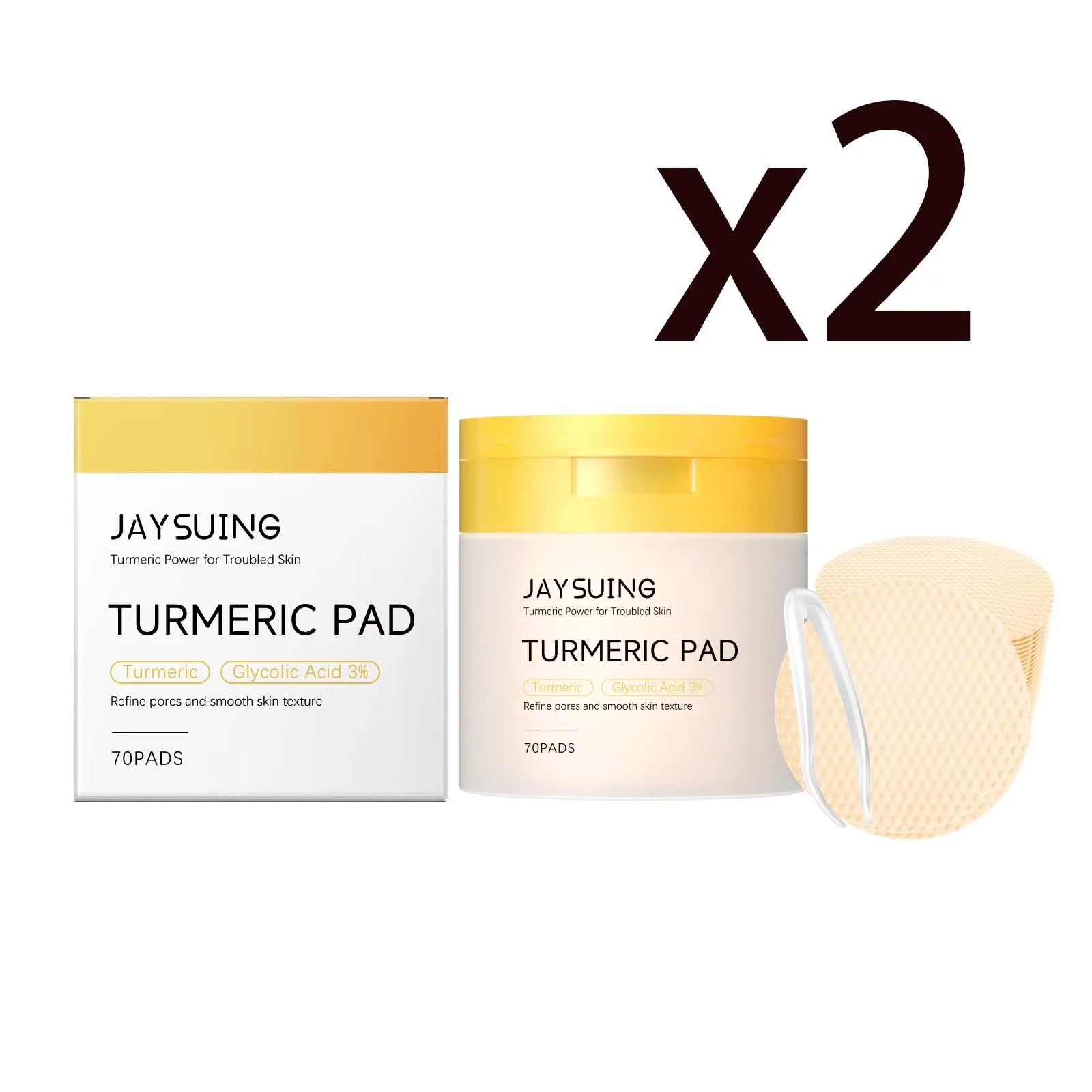 Turmeric Pore Cleaning Cotton Pads – 70 Pack + Tweezers Facial Exfoliating Pads Oasis Select 2x70PADS