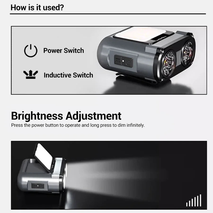OWL LED Headlamp USB-C Rechargeable 500LM 180° Rotating Light