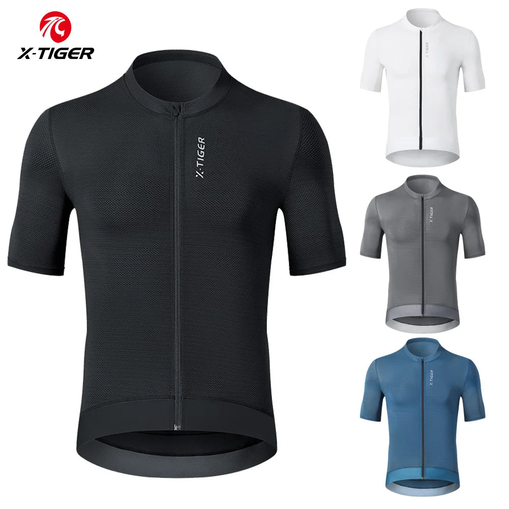 X-TIGER Cycling Jersey Men Short Sleeve High Quality Road Bike Jerseys Summer Full Zipper with Pockets Breathable Quick Dry Oasis Select