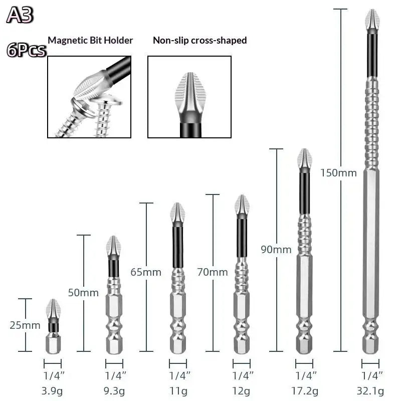 K5 Strong Magnetic Screwdriver High Hardness Bits Set Anti-Slip S2 Standard Non-slip Cross Head Electric Screwdriver Set Oasis Select A3
