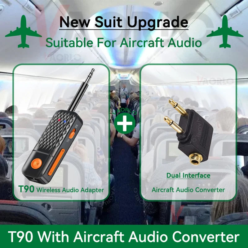2-In-1 Wireless Audio Adapter Bluetooth 5.4 Receiver Transmitter 3.5mm AUX Lossless Sound MIC For Car Speaker TV PC Airplane Oasis Select With AP Converter