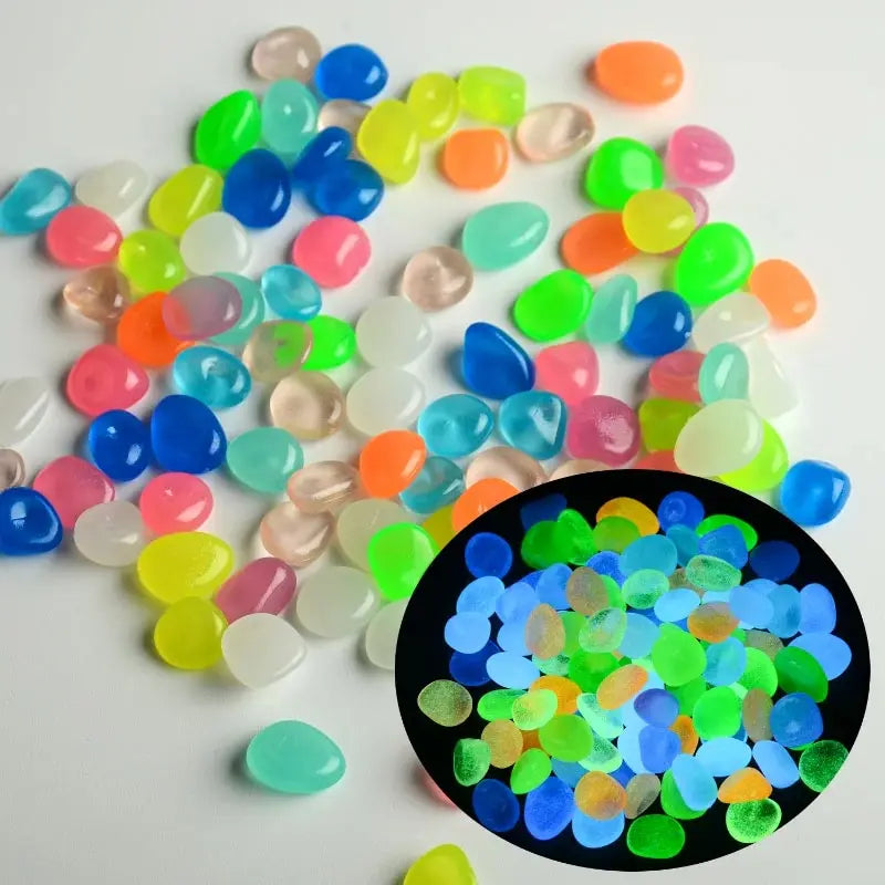 200Pcs Glow in the Dark Pebbles – Garden, Aquarium & Patio Decorative Garden Pebbles Oasis Select