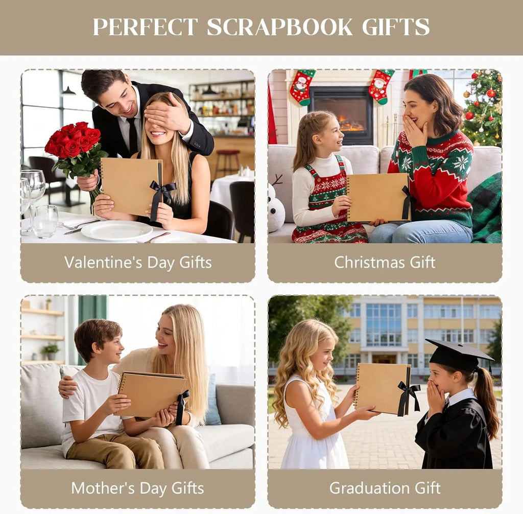 Blank Black/Brown Scrapbook Album – 40 Pages of 300g Acid-Free Cardstock for Modern Collage & Art Journals Oasis Select