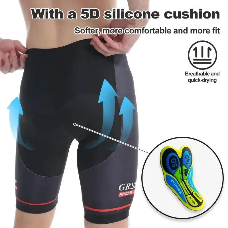 GRSRXX Men's Cycling Shorts Anti-slip Leg Grips Bike Shorts Shockproof 5D Pads Breathable Ciclismo MTB Road Bicycle Bib Short Oasis Select
