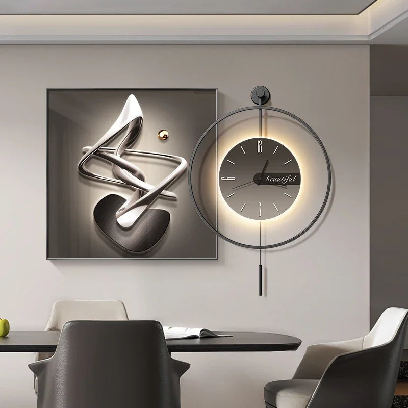 Modern Simple Restaurant Decoration Painting High-end Clock Hanging Painting Light Luxury Living Room Wall Decoration Clock Oasis Select